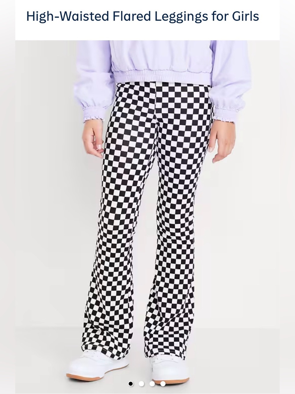Old Navy Black and White Checkered Flared Leggings for Girls